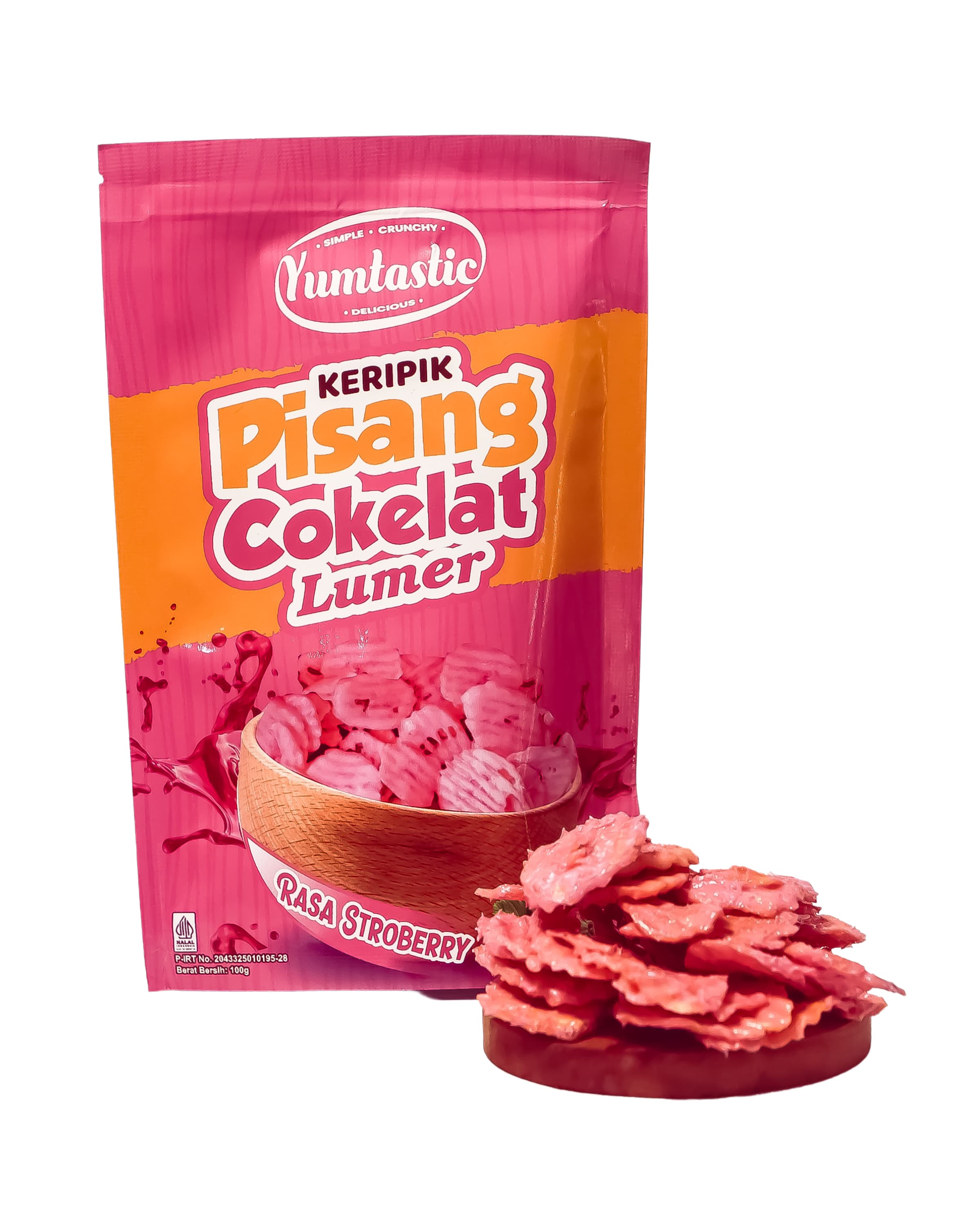 keripik pisang stroberi, keripik pisang cokelat stroberi, keripik pisang lumer strawberry, snack stroberi kekinian, keripik pisang manis, camilan kekinian stroberi, pisang coklat stroberi, keripik pisang premium, snack manis renyah, Yumtastic stroberi. - gambar 2